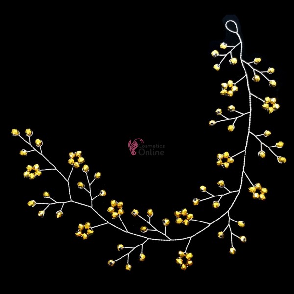 Accesoriu modern pentru decor par WED67 Argintiu cu cristale de 35cm - Aurii